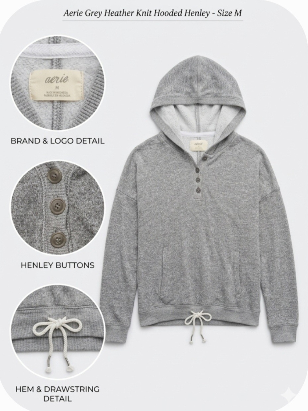 aerie Grey Heather Hooded Sweatshirt